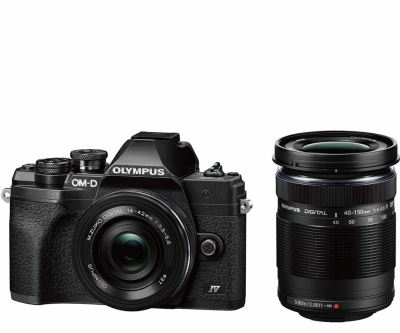 olympus om system om-d e-m10 mark iv digital camera + 14-42mm + 40-150mm lens (black)