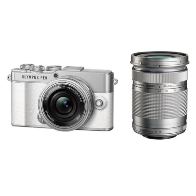 olympus om system pen e-p7 digital camera + 14-42mm ez + 40-150mm lens (white)